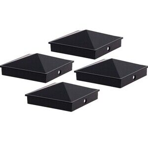GreenLighting 4x4 Aluminum Pyramid Post Cap Cover Black 4 Pack